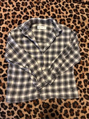 Zara Black & White Plaid Shirt Jacket unisex